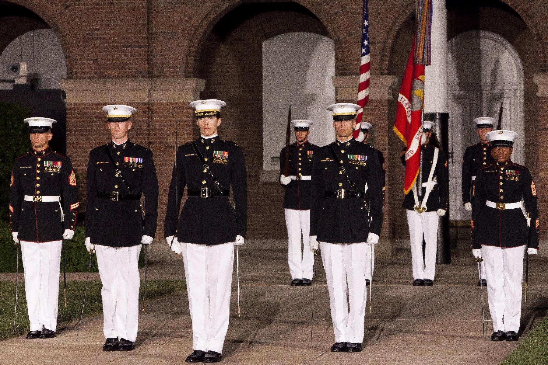 female marine dress blues Marines Get Deadline to Wear New Coats new_to_sale Black Satin Sweetheart Wedding Color:#5-Amethyst