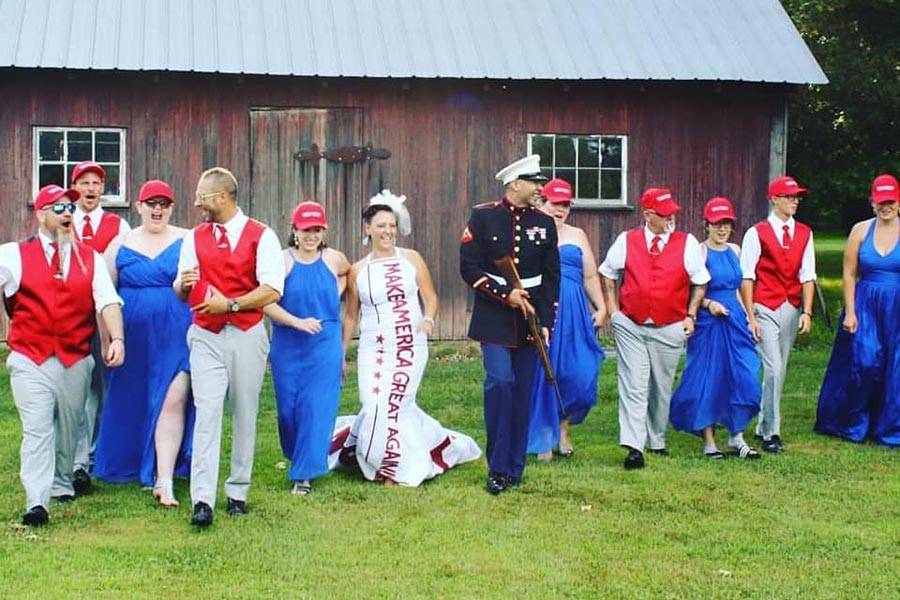 Marine Iraq War Vet and His Bride Pay Tribute to Trump with MAGA Wedding