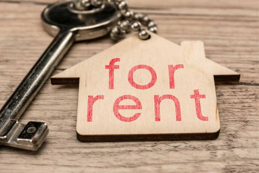 Keychain with rental house key attached