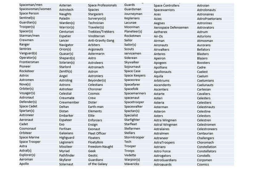 Floaty Bois and Homo Spaciens: Space Force Reveals List of Rejected ...