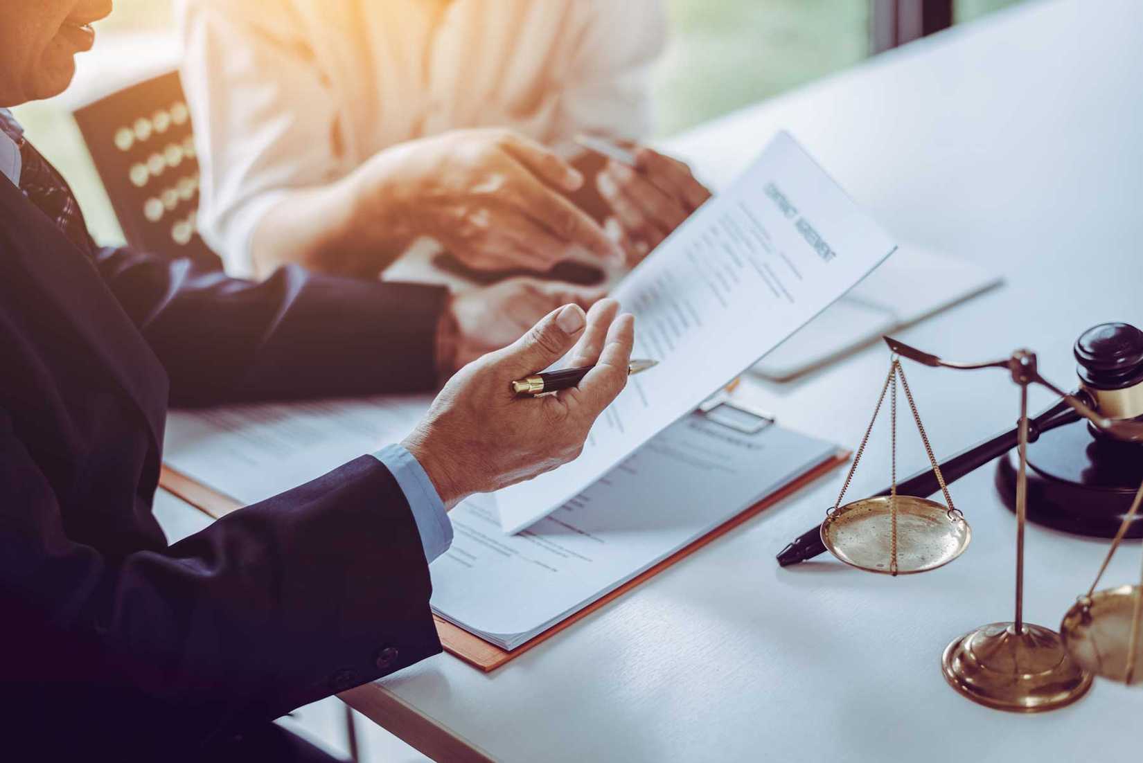 Lawyer and client discussing case
