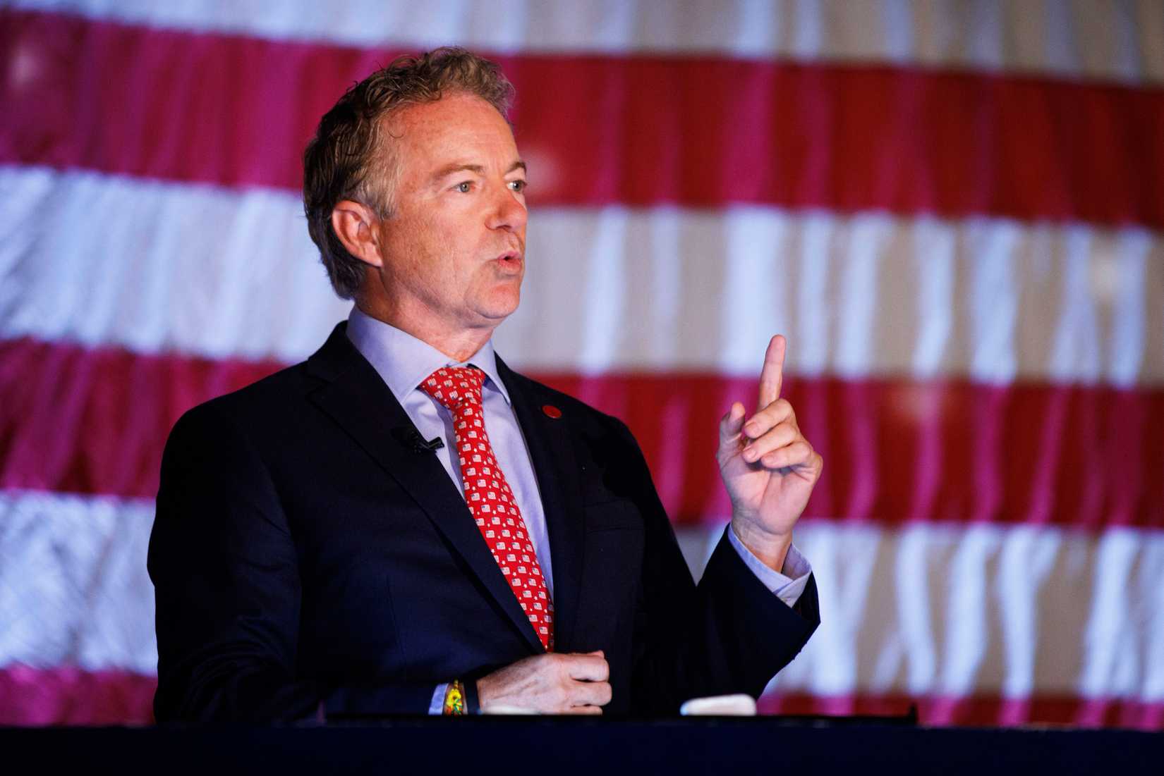 Sen. Rand Paul gives a victory speech.