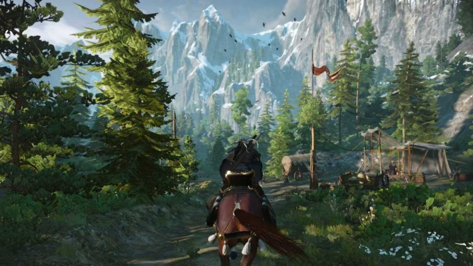 Riding a horse in The Witcher 3 Wild Hunt (Switch)