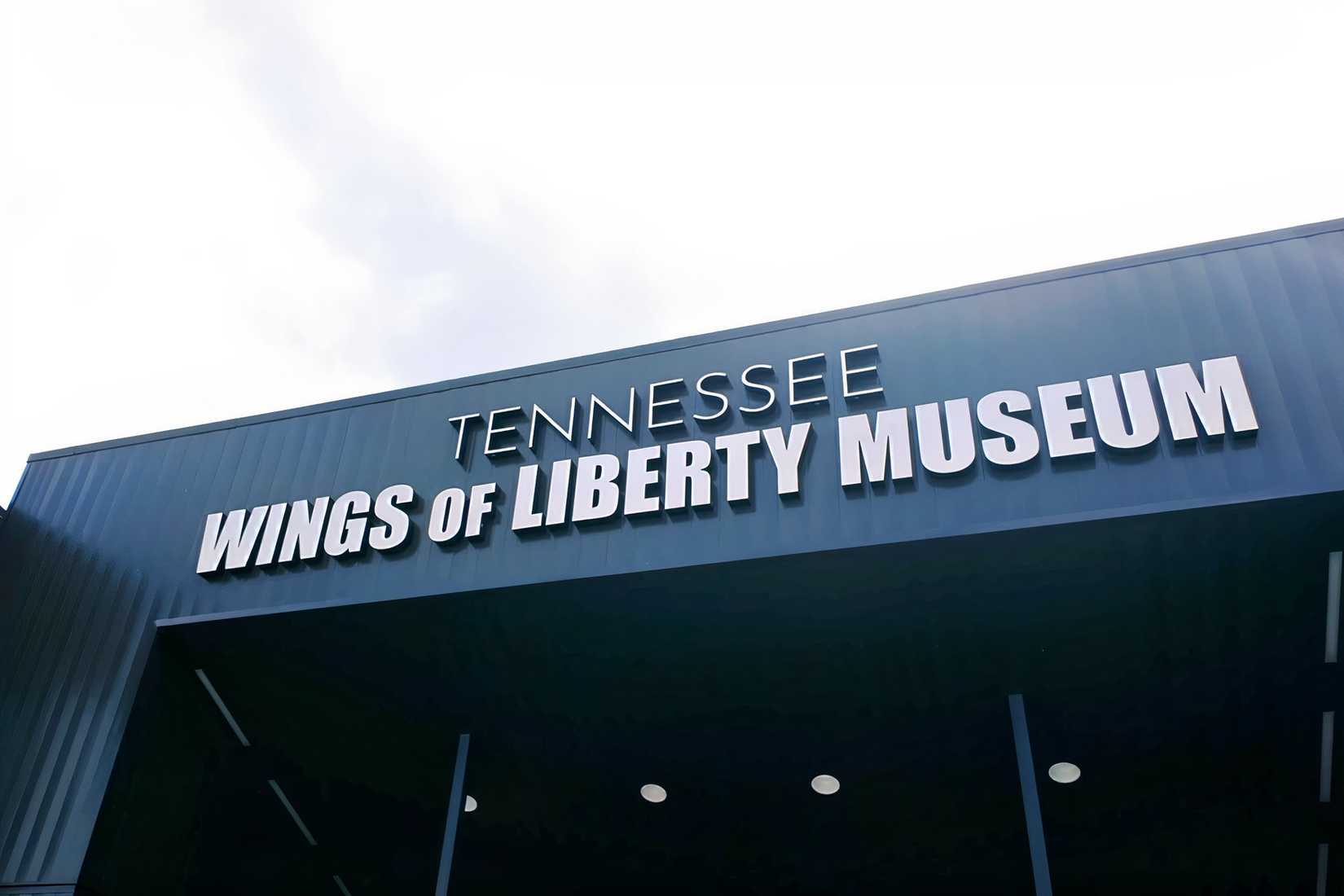 Exterior sign for the Tennessee Wings of Liberty Museum at Fort Campbell.