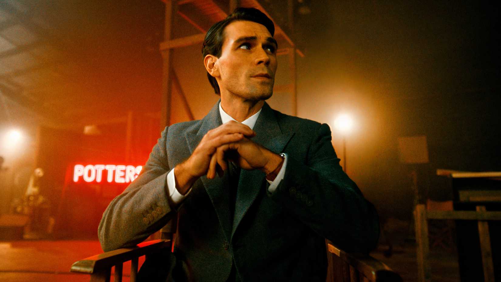 KJ Apa portrays Jimmy Stewart in a Hollywood studio scene from JIMMY.
