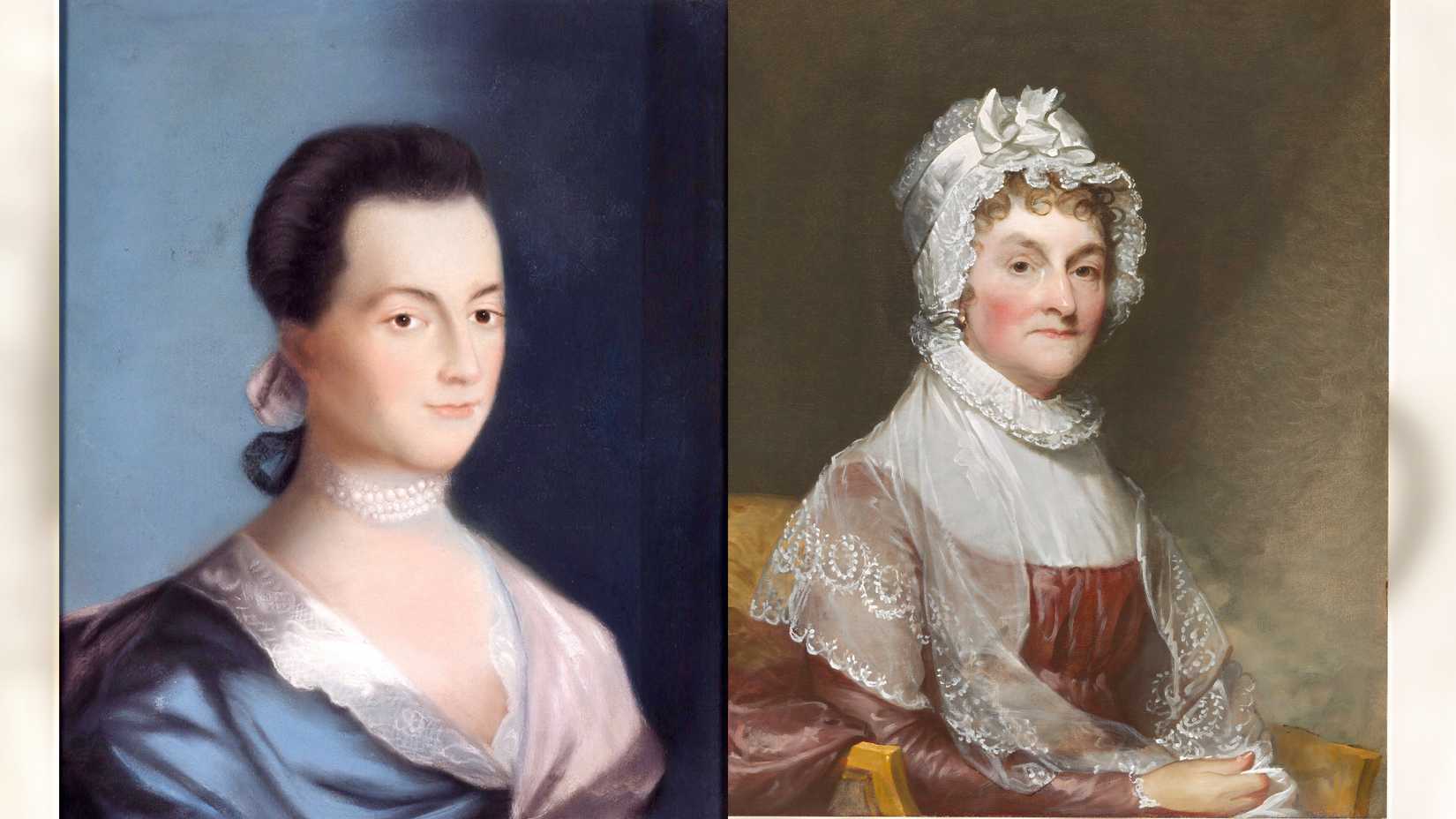 Two public domain portraits of Abigail Adams show her at different stages of her life.