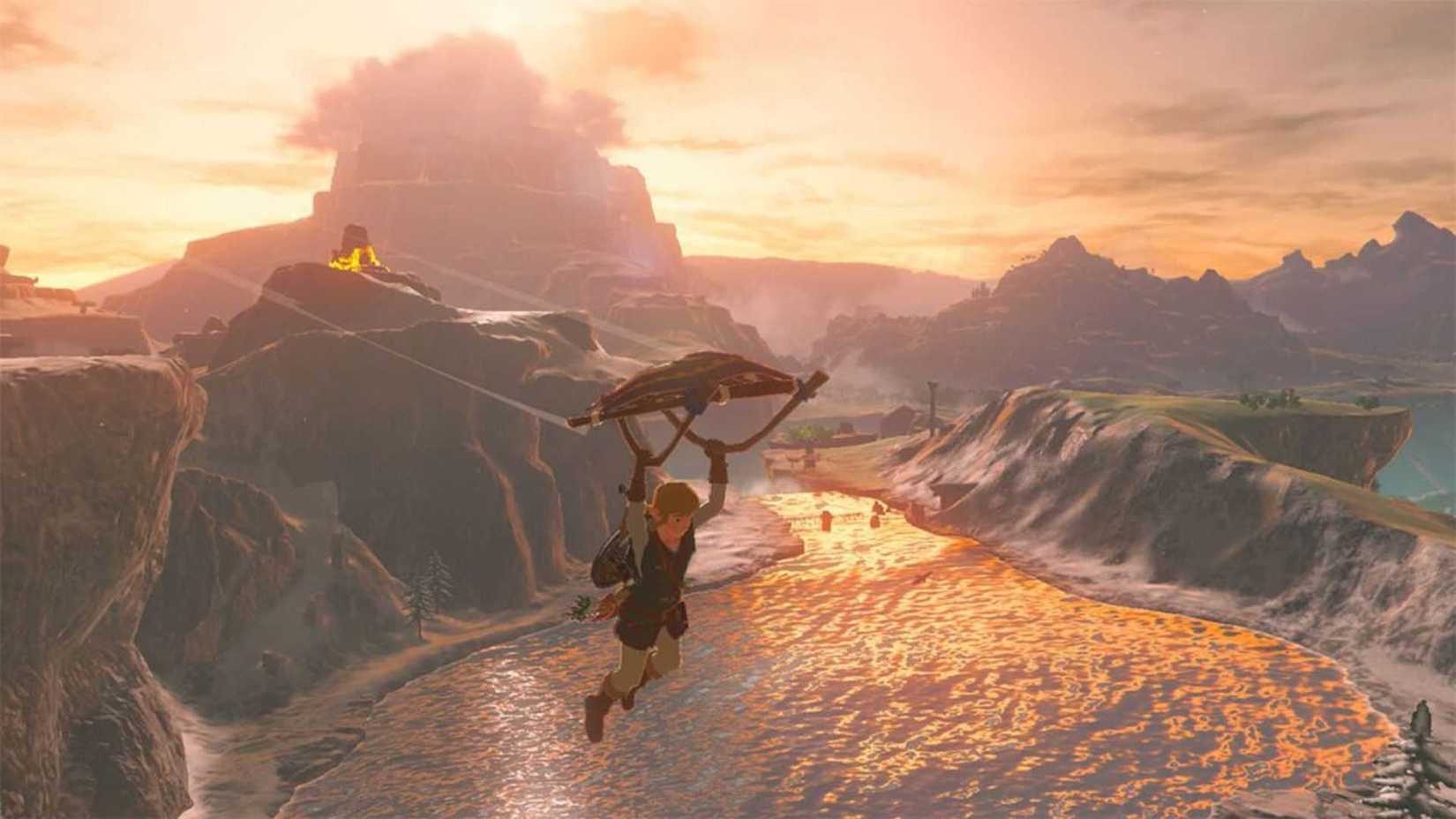 Link gliding around Hyrule - The Legend of Zelda Breath of the Wild