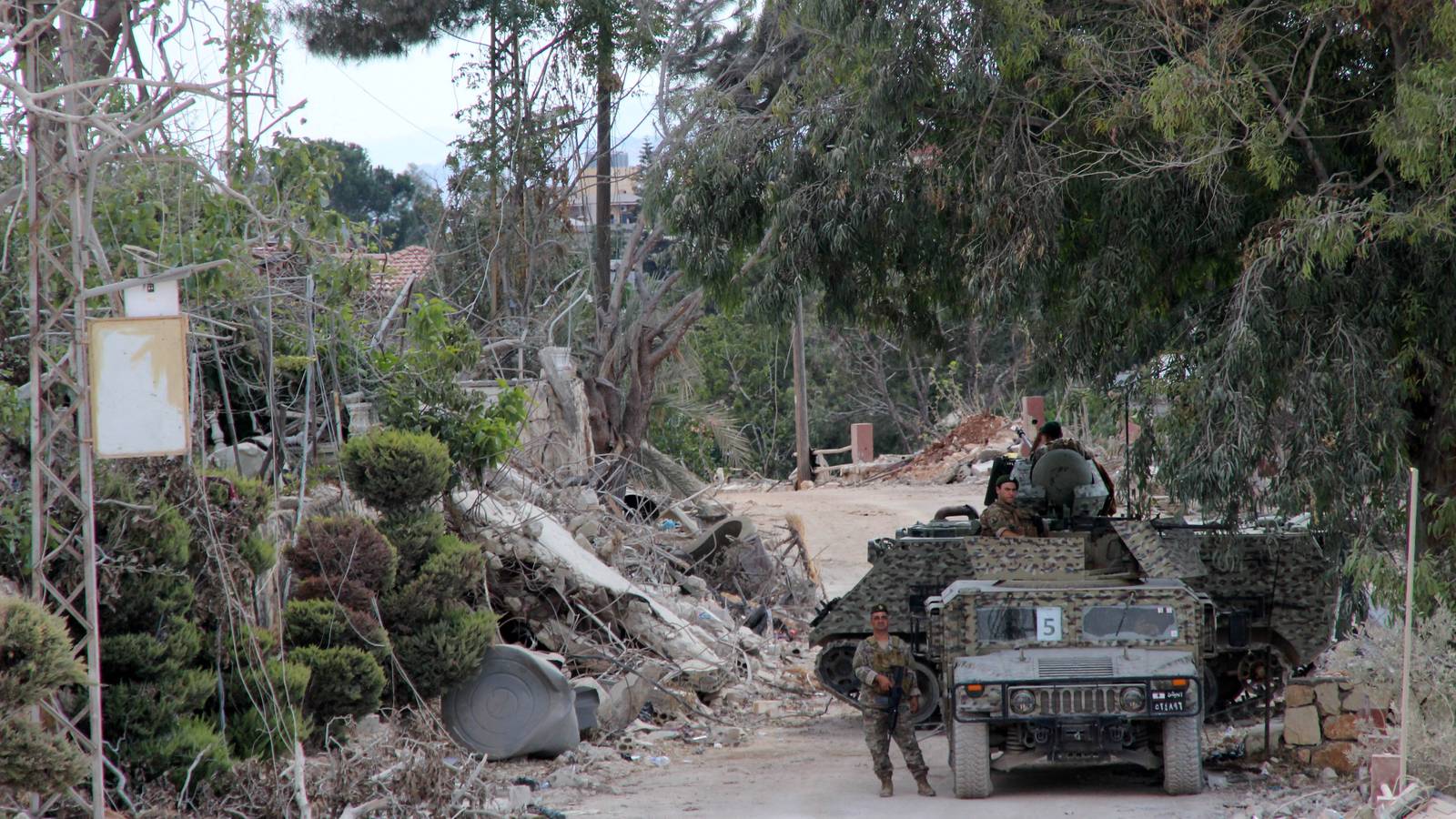 Lebanese soldiers deploy in the village of Zawtar al-Gharbiyeh, southern Lebanon.