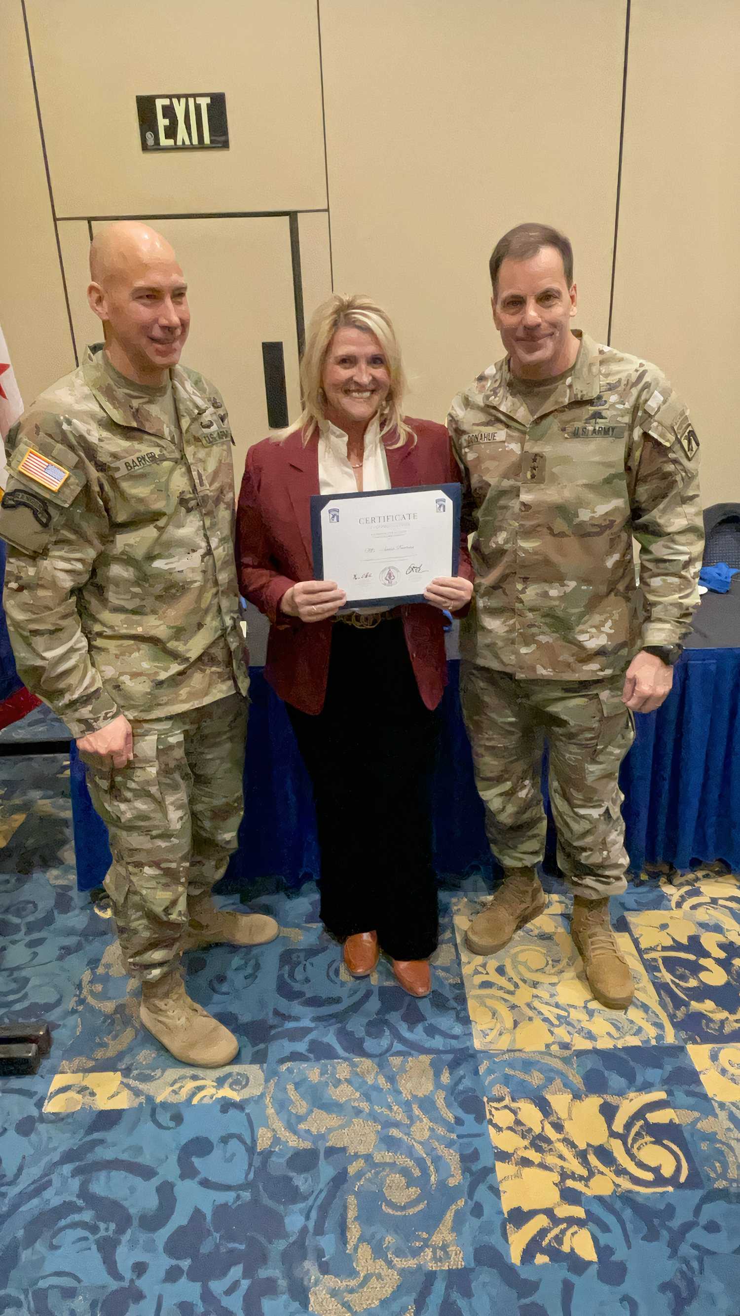 Jodi Burns, CEO of Special Forces Trust and pictured with a staff member, will receive the 2026 USSOCOM Patriot Award on Aug. 5. (SFT).