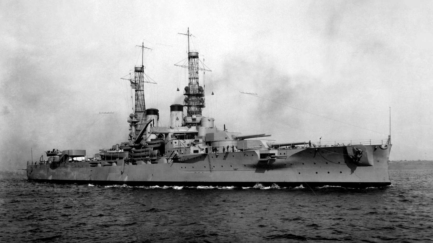 USS Arkansas (BB-33) sails underway in 1912, decades before the battleship was sunk during Operation Crossroads at Bikini Atoll.