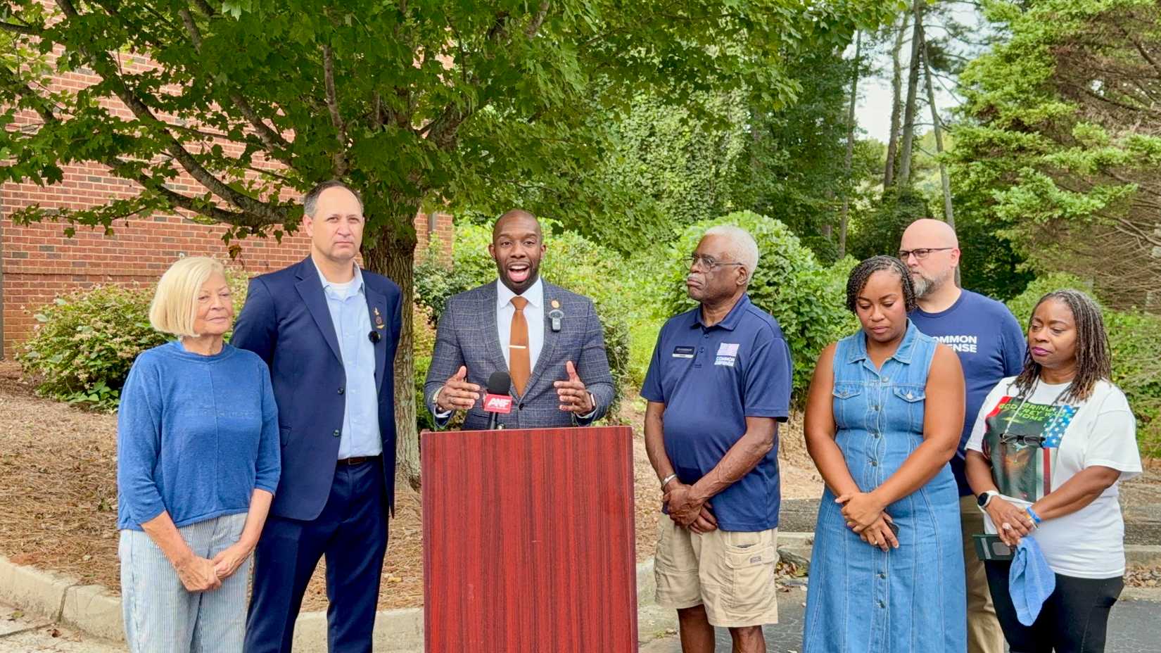 Rep. Everton Blair Jr. (D-Ga.), at a news conference announcing he has introduced legislation to issue Godfrey Wade permanent legal residency status. (Kozycki Law LLC).
