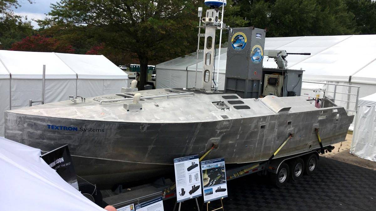 Textron Shows Off Mine-Hunting Drone Boat Armed with Hellfire Missiles