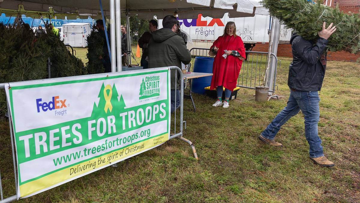 Troops Load Christmas Trees That Carry a Piece of Home