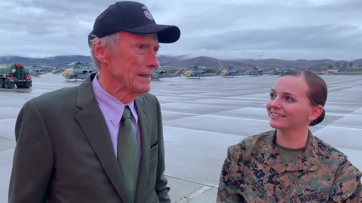 Clint Eastwood Visits Marines at Camp Pendleton