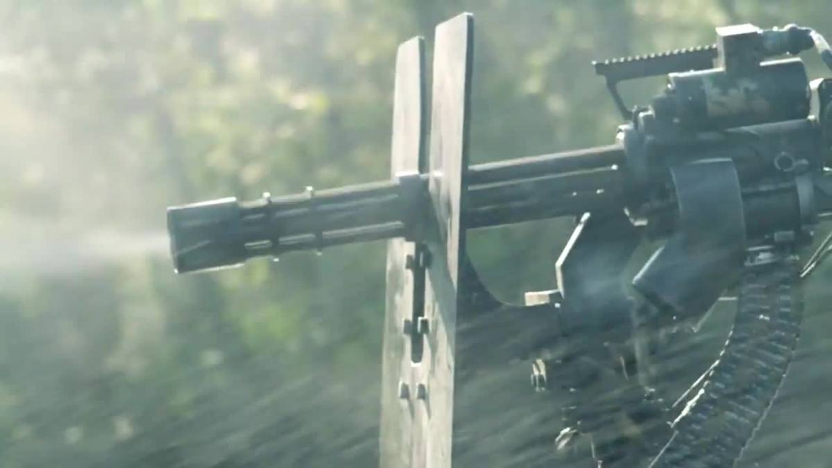 SWCC Minigun Operator in Action