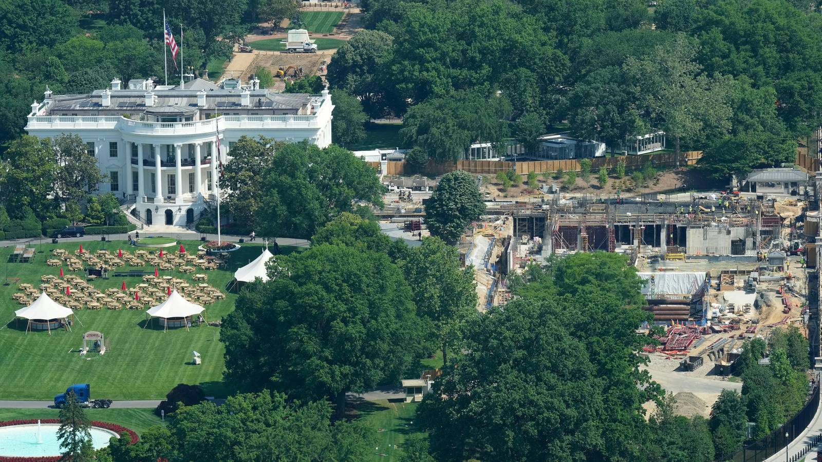 Trump Shows Reporters Ballroom Construction Site as Lawmakers Balk at B for White House Security Trump Shows Reporters Ballroom Construction Site as Lawmakers Balk at B for White House Security