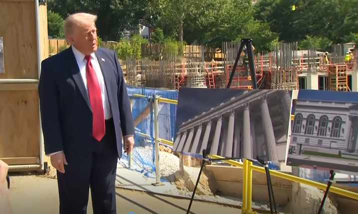 Trump Shows Construction Site of New Ballroom