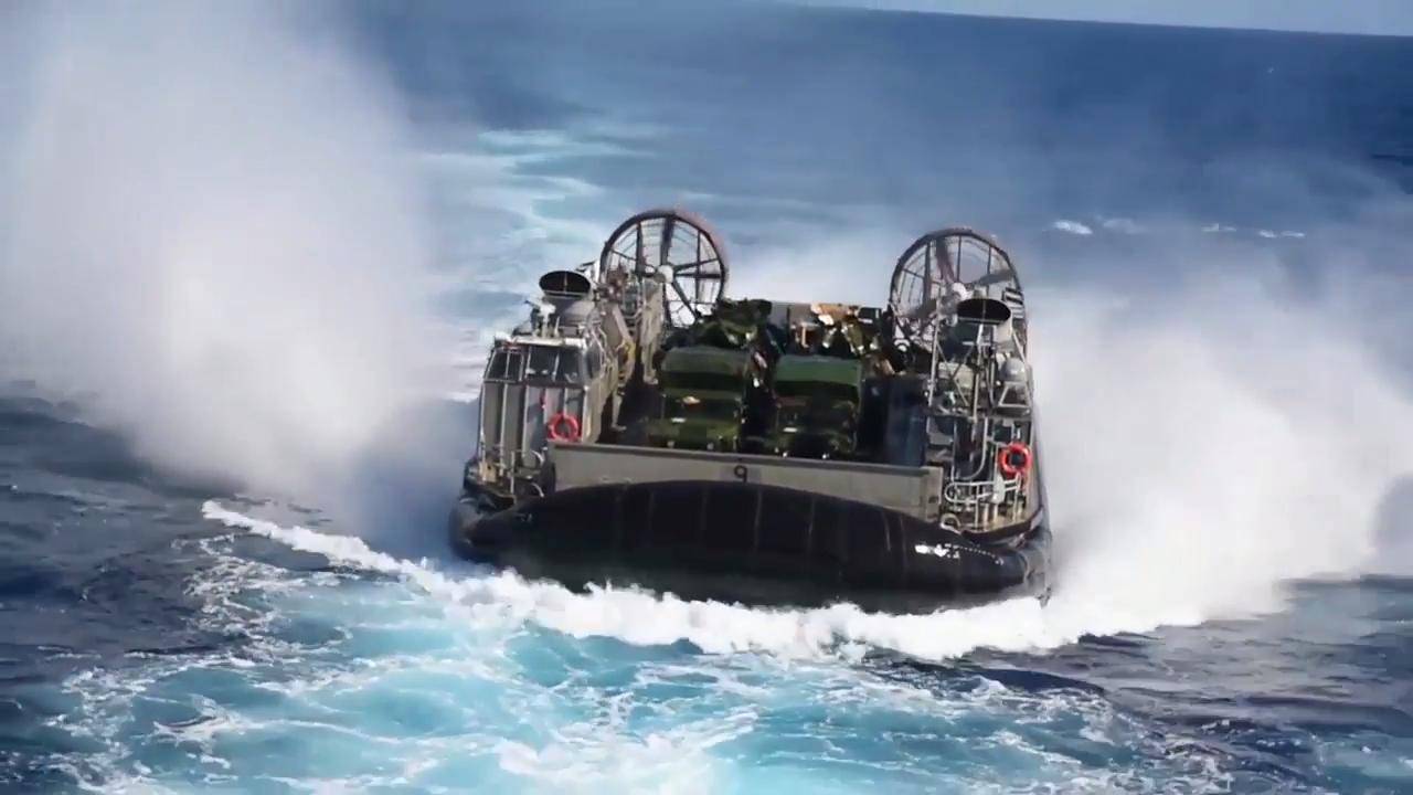 US Navy LCAC Hovercraft Launch & Recovery
